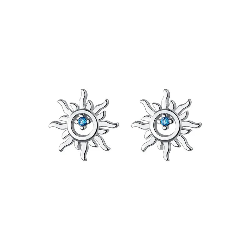 925 Sterling Silver Blue Zircon Earrings
